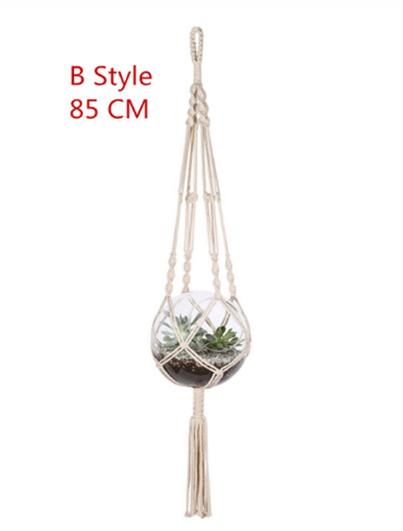 Macrame Plant Hangers Indoor White Cotton Rope Flowers Pots Hanging: E 85CM