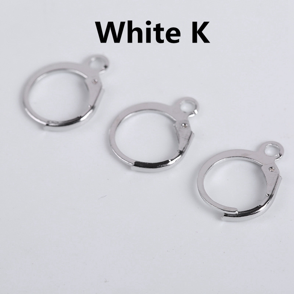 20 pz/lotto 14*12mm orecchini a molla ganci impostazioni filo cerchi di Base per gioielli che fanno forniture risultati gioielli fai da te accessori: White K