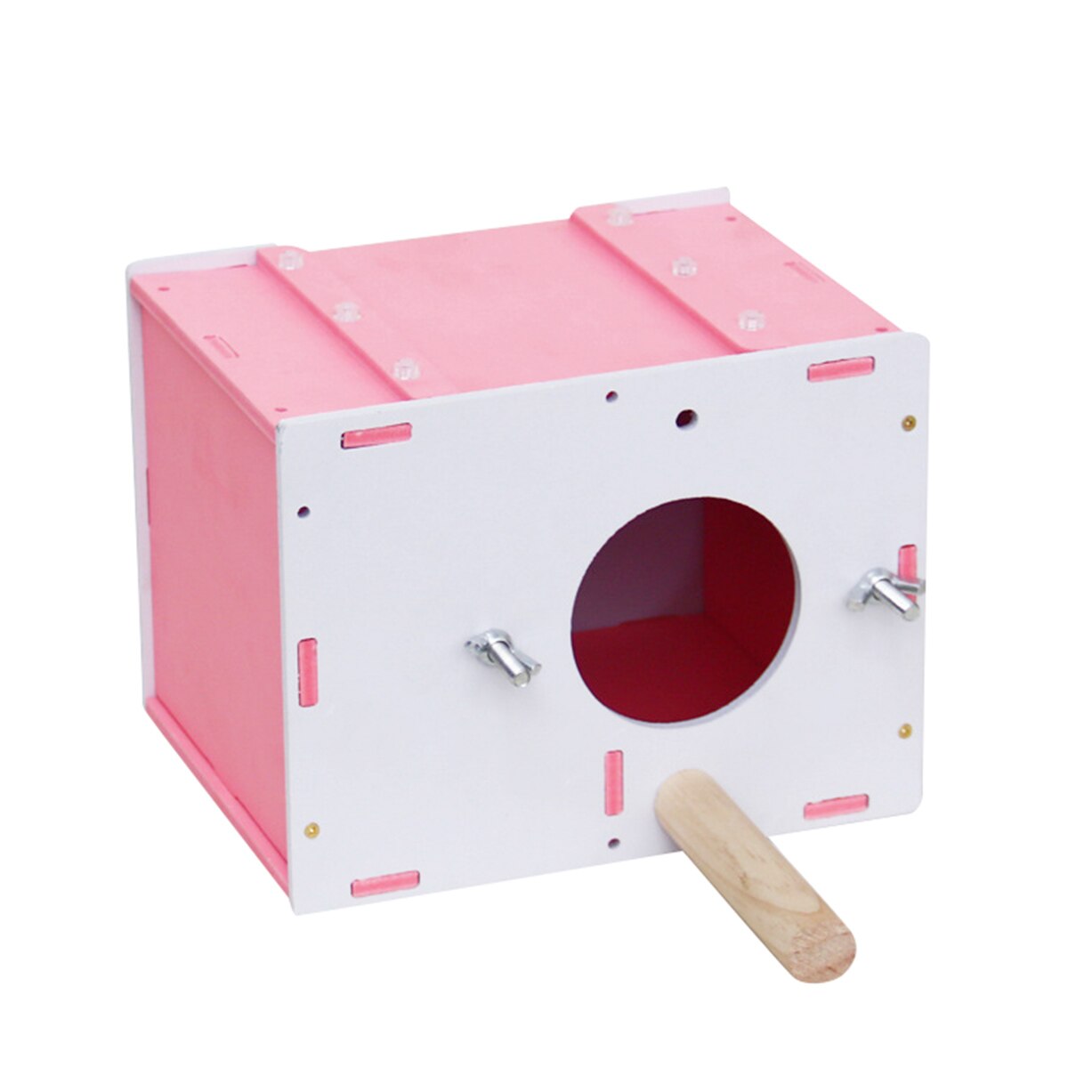 Wood Bird Nesting Box Budgie Parakeet Breeding Box Birdhouse With Perch For Parakeets Lovebirds Cockatiel Parrots Birds: Pink
