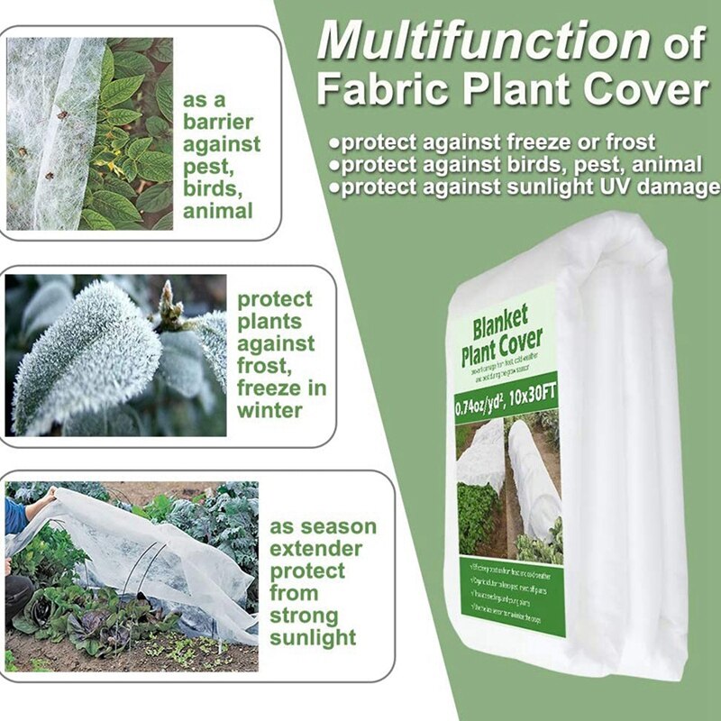 9m plantebetræk frostbeskyttelse, havestof plantebetræk, velegnet til vinterplanter frost/sol- og støvtæt