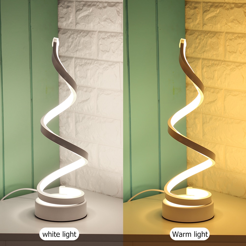 Husholdning nattlys skrivebord akryl jern buet belysning moderne ledet spiral lys soverom stue nattbord lamper