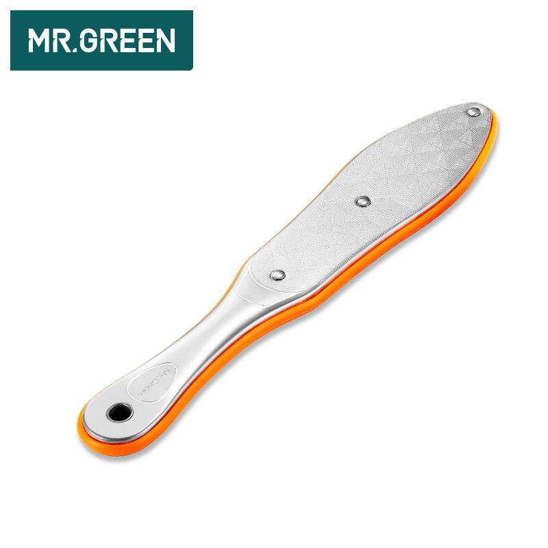 Mr.green 1 stk højkvalitets rustfrit stål fod rasp callus død hudfjerner fil eksfolierende pedicure fodfil fodplejeværktøj: Orange