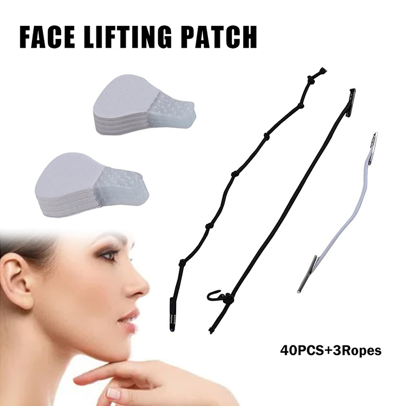 40 Uds pegatinas invisibles instantáneas para la cara cuello ojo doble levantamiento de barbilla cintas en forma de V maquillaje parches adhesivos para estiramiento facial: Default Title