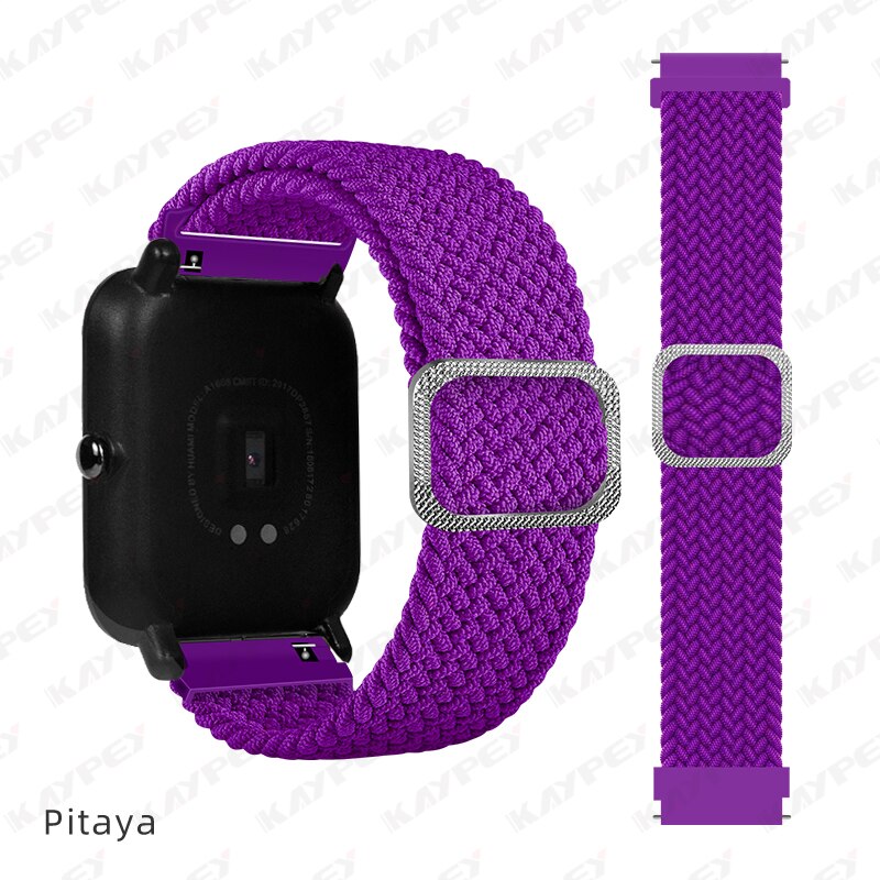 Boucle Solo tressée pour Huami Amazfit GTS 2 2e 2, Mini bracelet de ceinture élastique en Nylon réglable pour Amazfit Bip Lite 1S U pro: 8-Pitaya