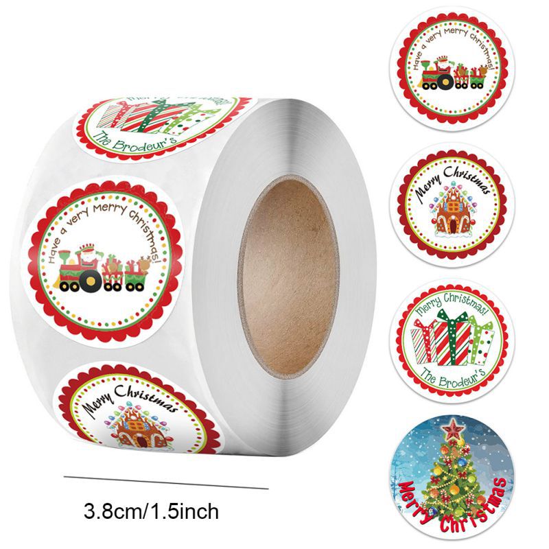 Pegatinas de Navidad Santa Claus surtido círculo redondo adhesivos de caras caja de de Navidad relleno pegatinas (500 hojas por rollo) caja palo: B2