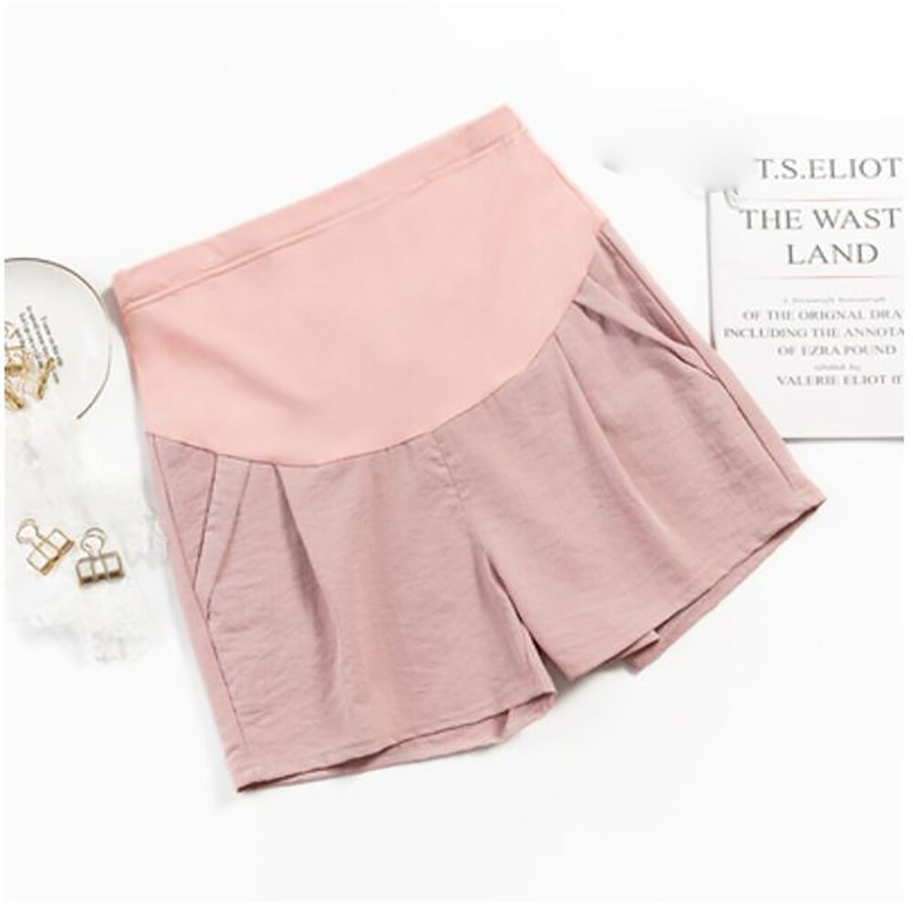 Heißer Mutterschaft kurze Hose Leinen Atmungsaktive Sanft Schwangere Kleidung Für Schwangere Frauen Bauch Magen lässig verlieren Mutterschaft kurze Hose Hosen: Rosa / XXL