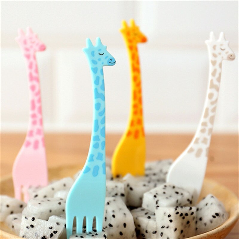 12 Stck Kreative Giraffe Obst Gabel einstellen Salat Gabeln Kuchen Obst wählt Party Dekoration Besteck