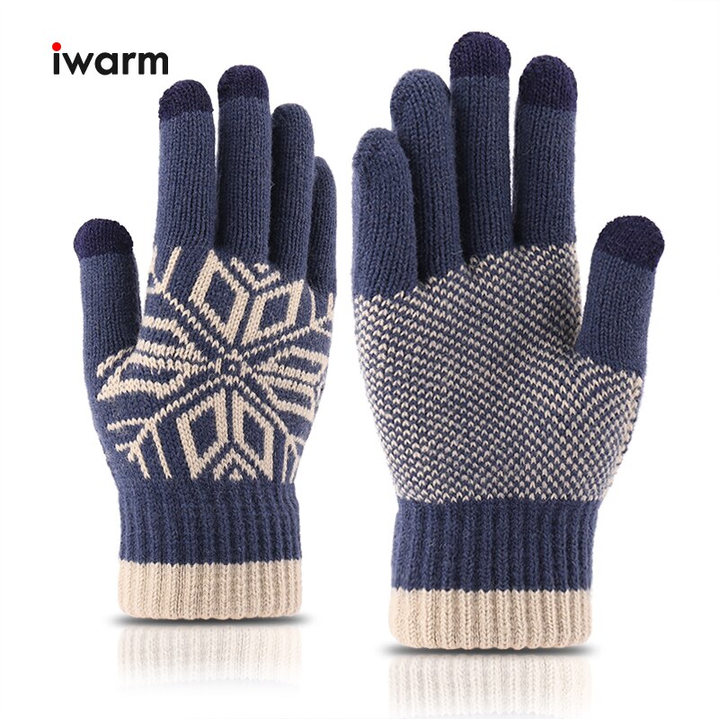 Iwarm Touch Screen Gloves Women's and Men's Knitted Gloves Autumn Winter Warm Thick Gloves
