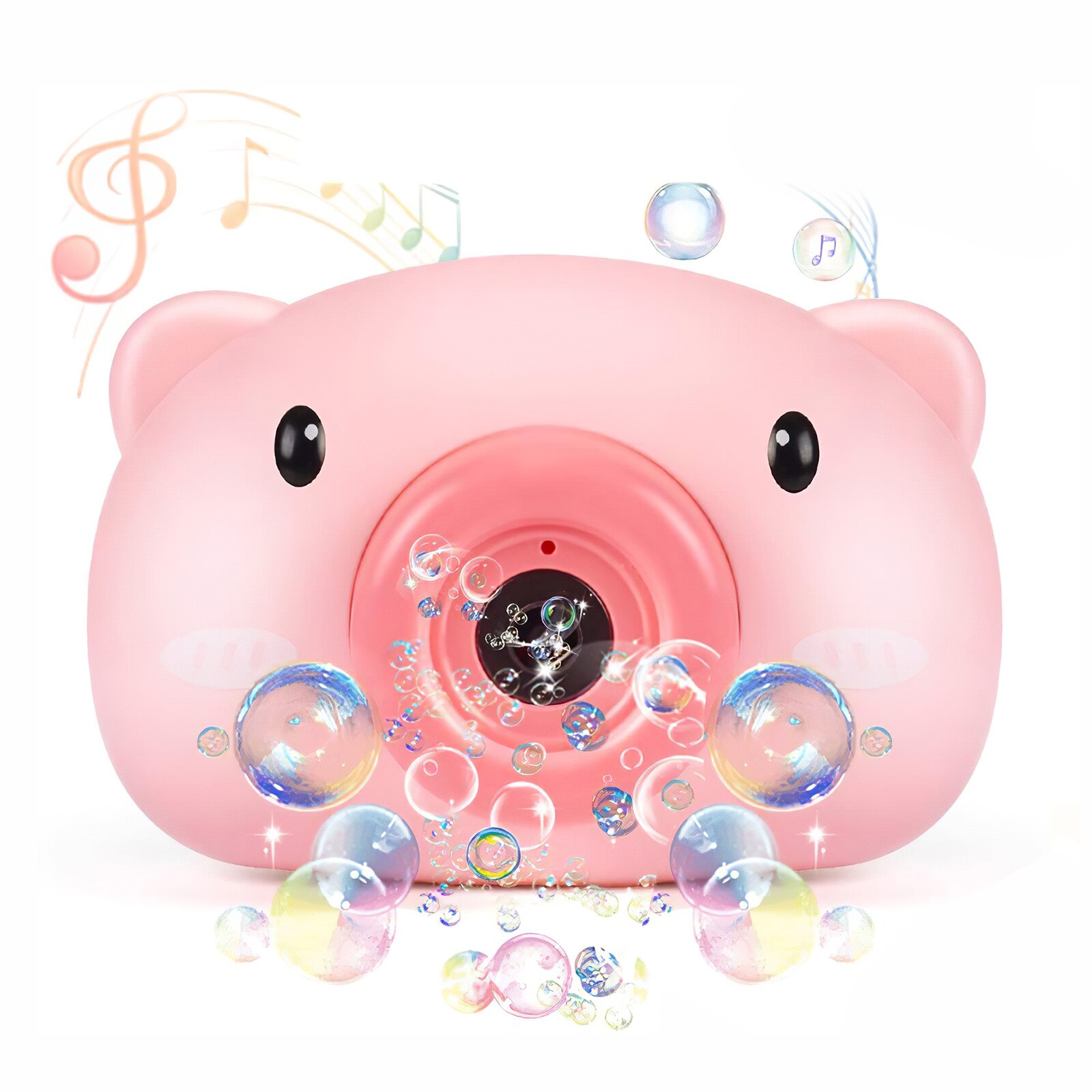 Portable Soap Bubble Camera Cute Bubble Camera Machine Outdoor Activity Children Bubble Maker Pig Shape Camera With Music Sound: Default Title