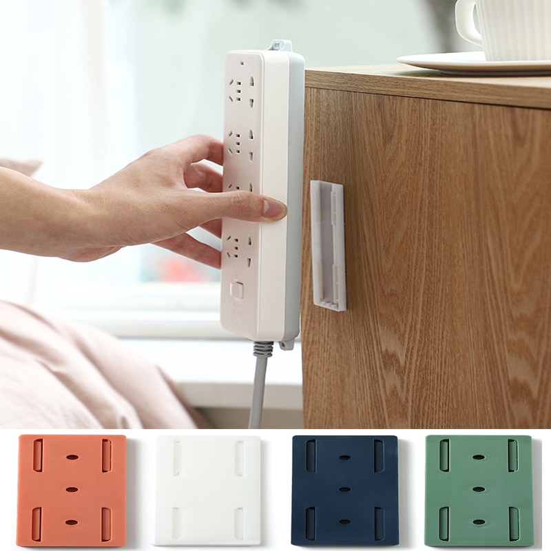 Punchfree-Soporte adhesivo para enchufe, fijador de pared, tira de alimentación, enchufes de almacenamiento, estante, gancho extraíble