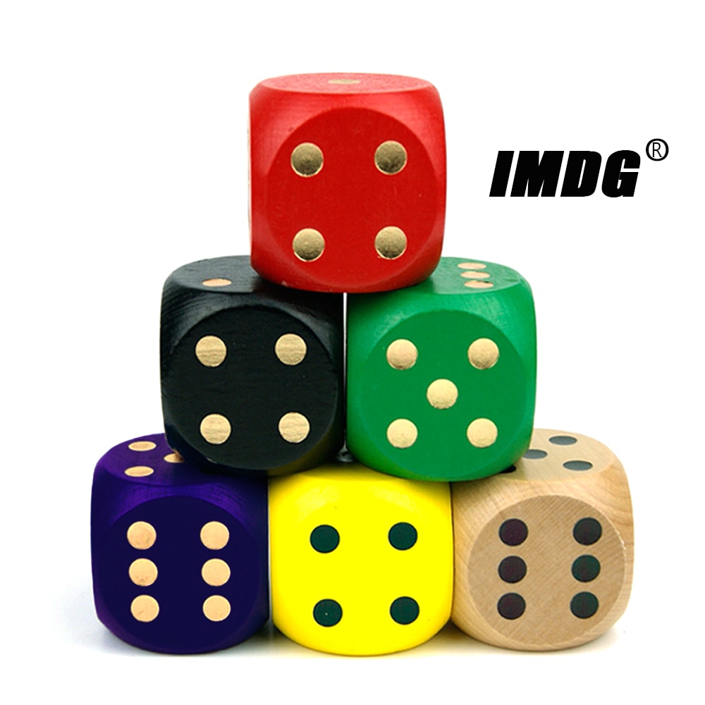 Wood Dice 5cm Large Size Colorful Solid Dotted Rounded Entertainment Game Props