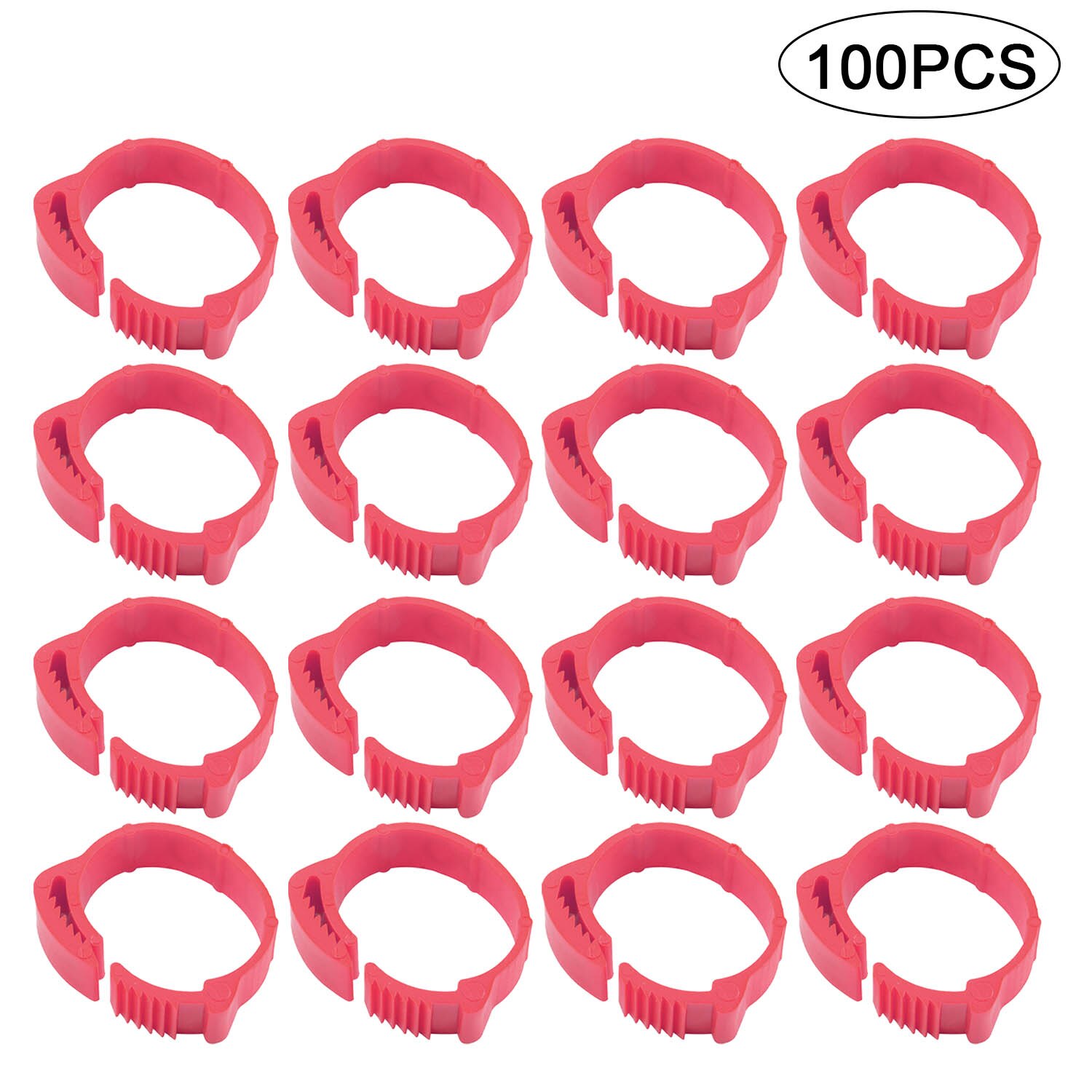 Behogar 100PCS Adjustable Digital Label Poultry Chicken Foot Label Buckle Rings for Chicken Duck Pigeon Poultry Farm Supplies: Red