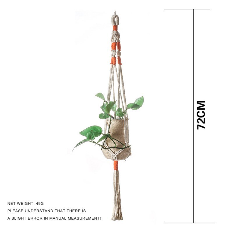 M Hanging Baskets Bohemia Woven Cotton Rope Hanging Basket Wall Mounted Flower Pot Accessories Indoor Garden Supplies: 4