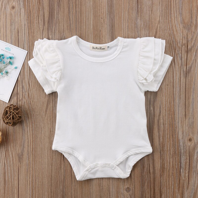 Lioraitiin Schattige Peuter Baby Meisjes Romper Korte Mouw Solid Jumpsuit Katoen O-hals Outfits Kleding