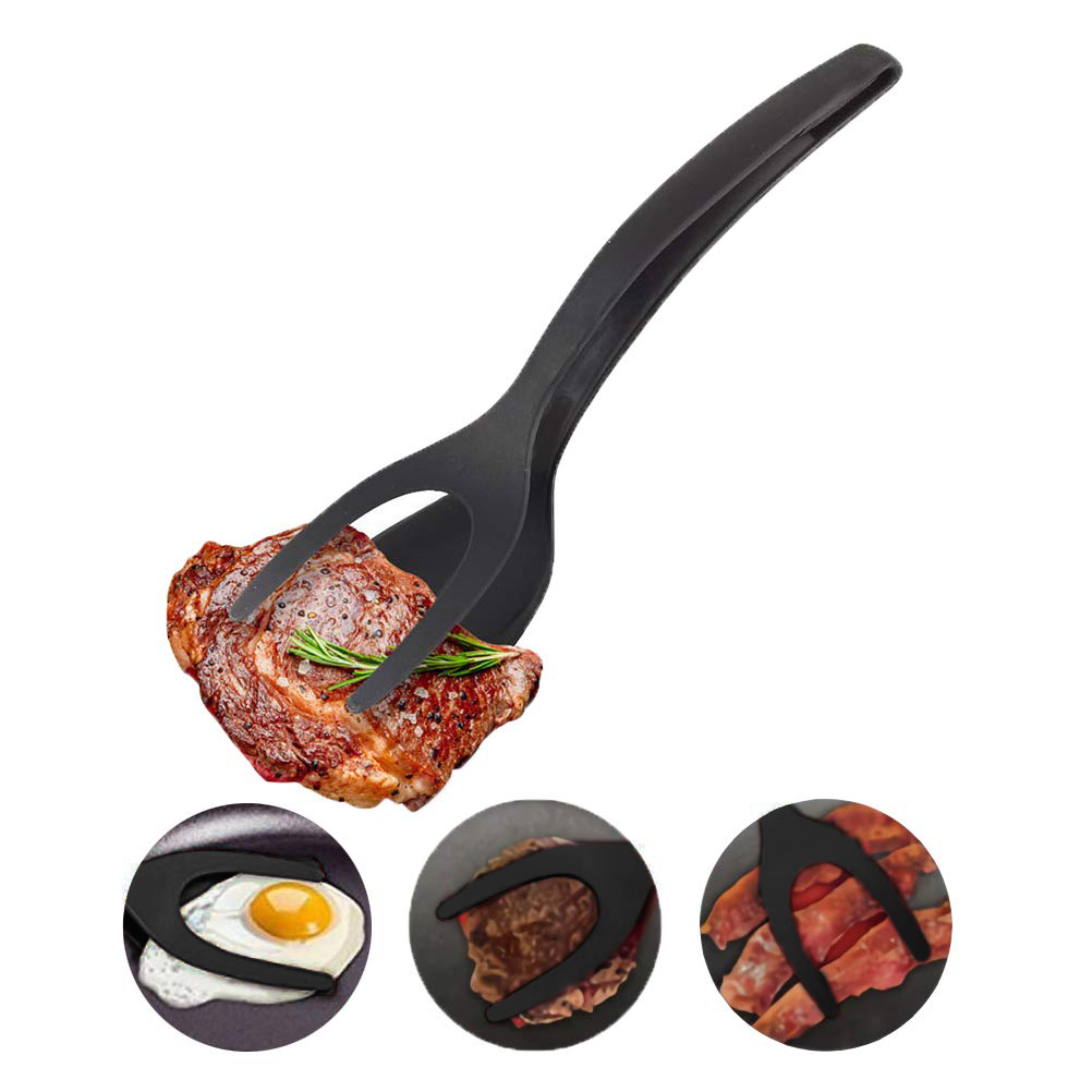 Silikon spatel stekt egg spatel 2- i -1 silikon egg turner pannekake brød grillspade tang til matte grep og snu