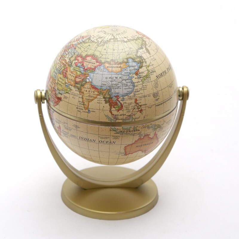Vintage piedestal engelsk udgave globus verdenskort dekoration jordklod med guld base geografi terrestrisk tellurion