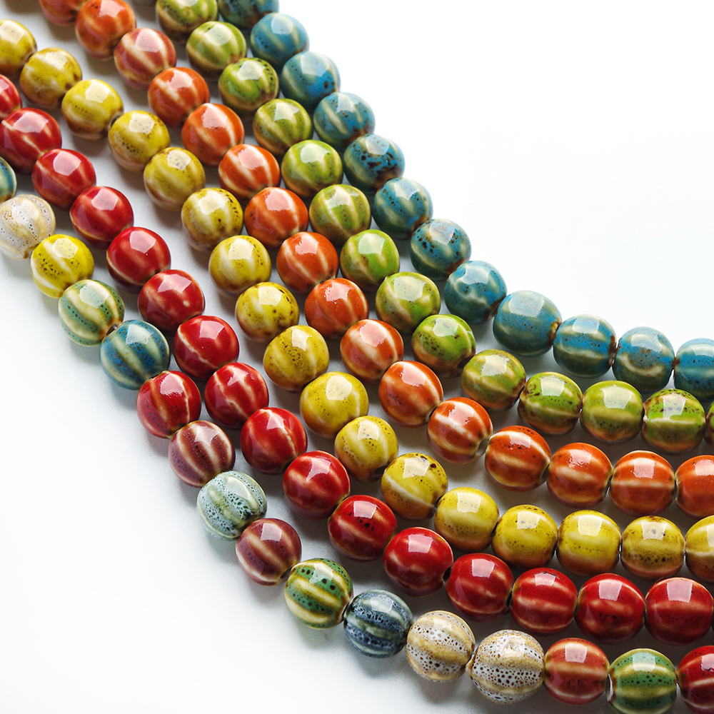 1 hebra 28 Uds. Cuentas redondas de cerámica de 1,1 cm porcelana hecha a mano DIY para la fabricación de joyas fabricación de cuentas de porcelana esmaltada