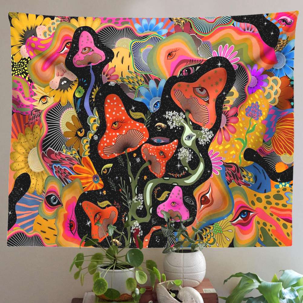 Psychedelic Mushroom Tapestry Wall Hanging Hippie Wall Art Decoration Tapestries