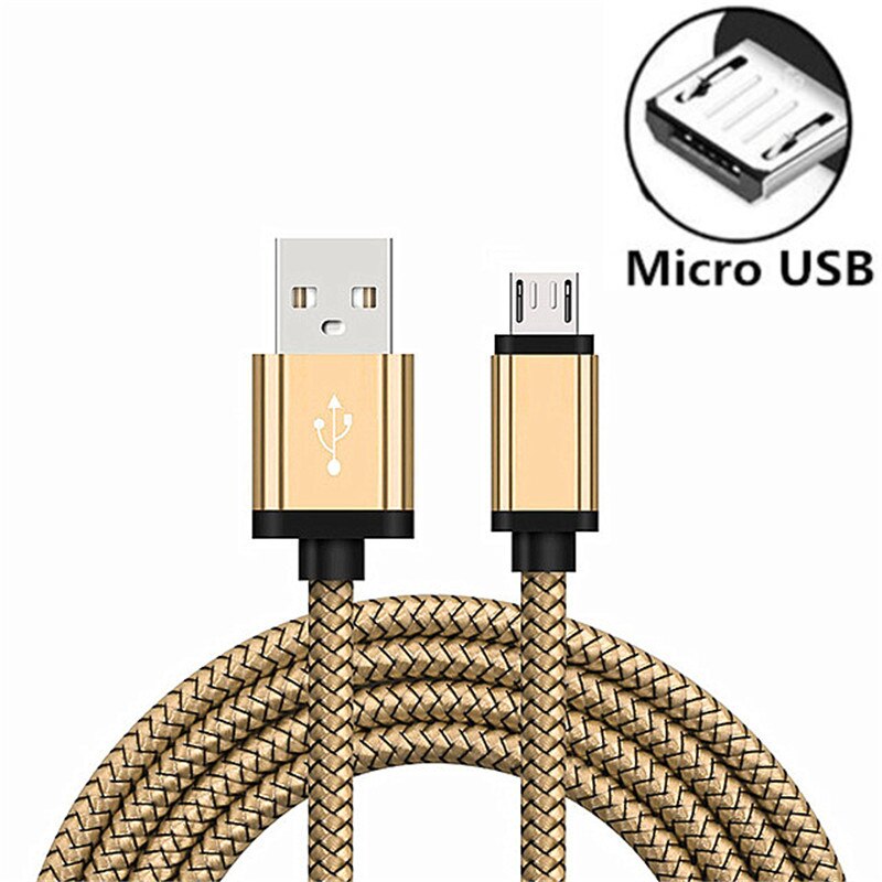 Cargador Micro USB de 0,2 M, 1M y 2M de largo, cable de carga rápida para Samsung Galaxy J3/J5/J7 , samsung A3/A5/A7 , cargador de teléfono móvil: 0.25m long / gold color