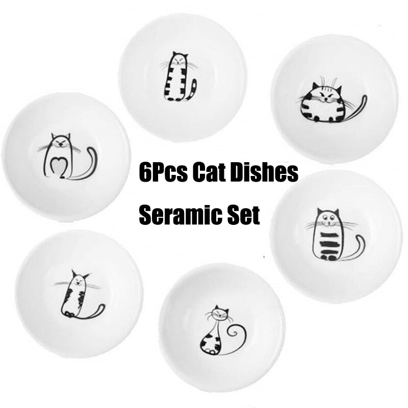 6pcs Japanese Cat Ceramic Serving Dishes Ceramic A... Grandado