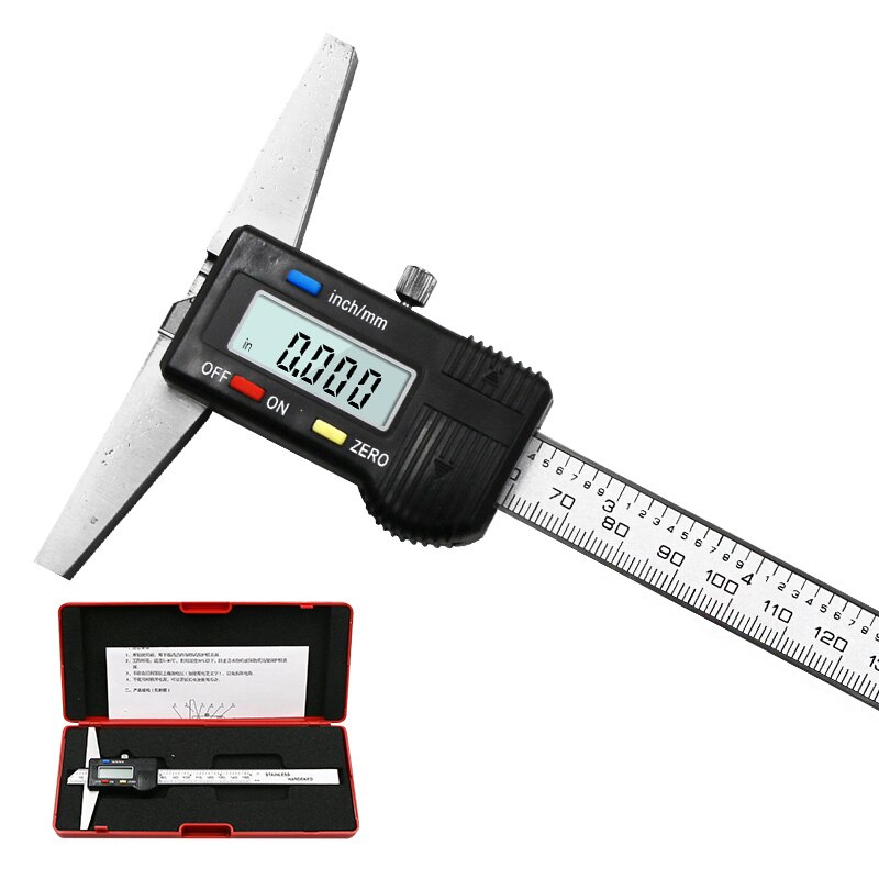 0-150Mm 6 Inch Metric Imperial Digital Depth Vernier Caliper Micrometer Stainless Steel Electric Digital Depth Gauge