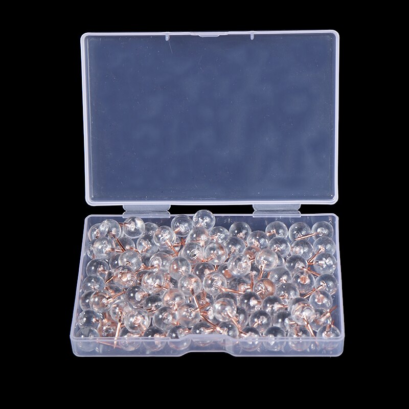 100pcs Drawing Thumbtack Board Pins Transparent Push Pins Thumb Photo Map Wall Studs For Office School DIY Art Supplies