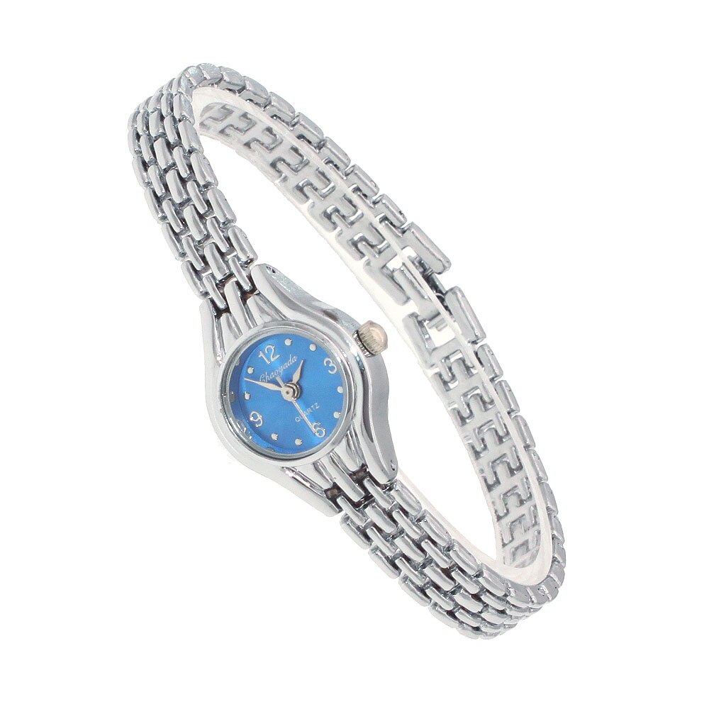 Gold Women Bracelet Watch Mujer Golden Relojes Small Dial Quartz Watch Popular Wristwatch Hour female ladies watches: Silver Blue