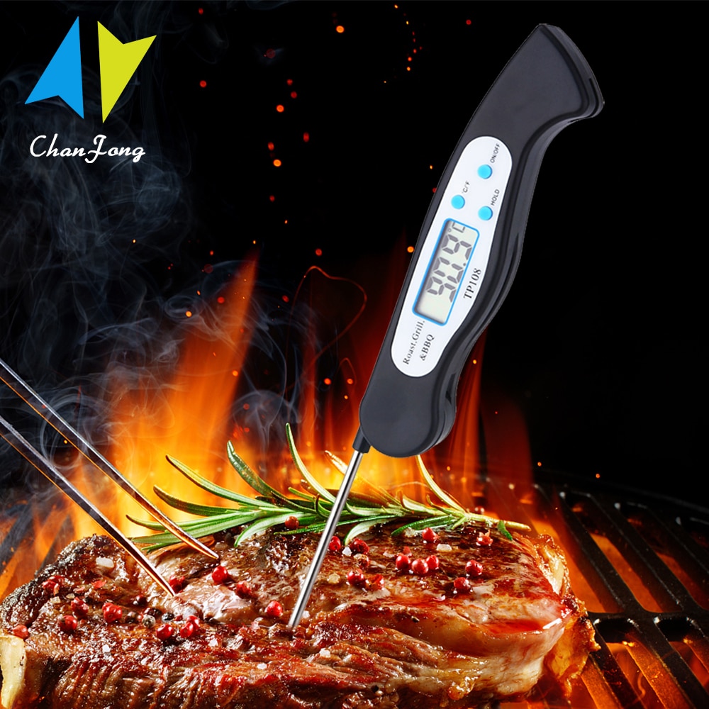Termómetro Digital plegable para alimentos, herramienta para cocinar barbacoa, carne, tenedor de barbacoa, barbacoa, medidor de temperatura con batería TP108