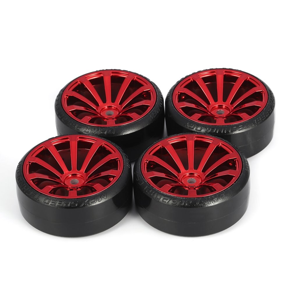 4 Stks/set 1:10 Rc Drift Auto Banden Hard Tyre Wheel Voor Traxxas Hsp Tamiya Hpi Kyosho On-Road Drifting cas Rc Voertuig Deel: Red