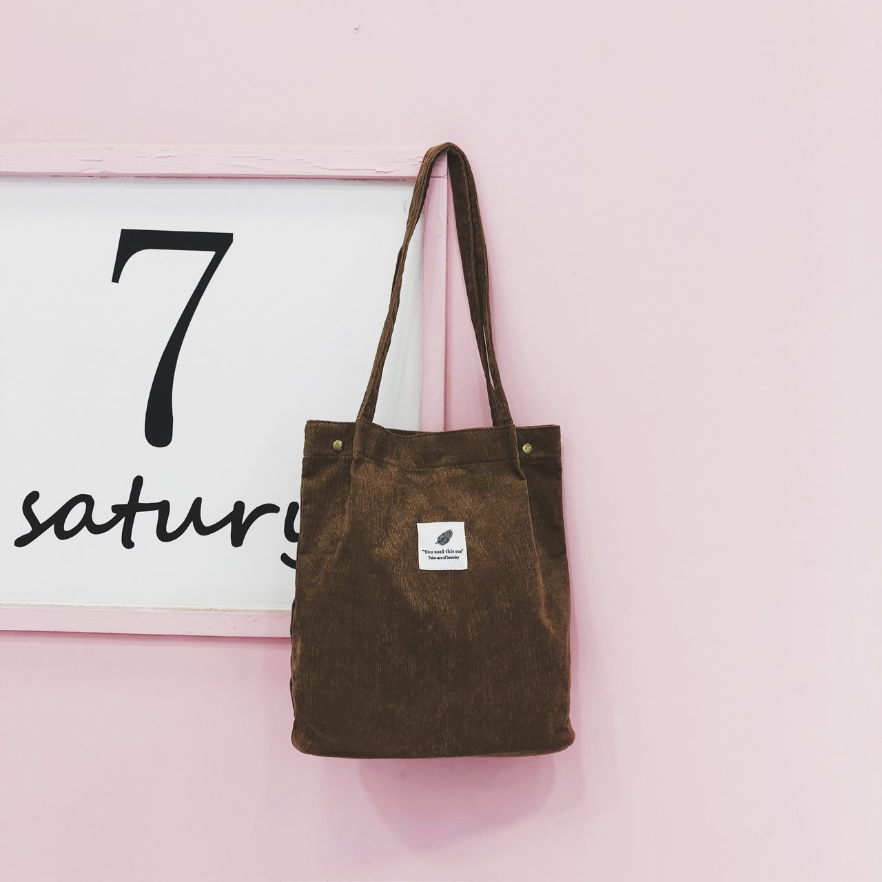 Vrouwen Corduroy Boodschappentas Vrouwelijke Canvas Doek Schoudertas Milieu Opslag Handtas Herbruikbare Opvouwbaar Eco Kruidenier Tot: Brown
