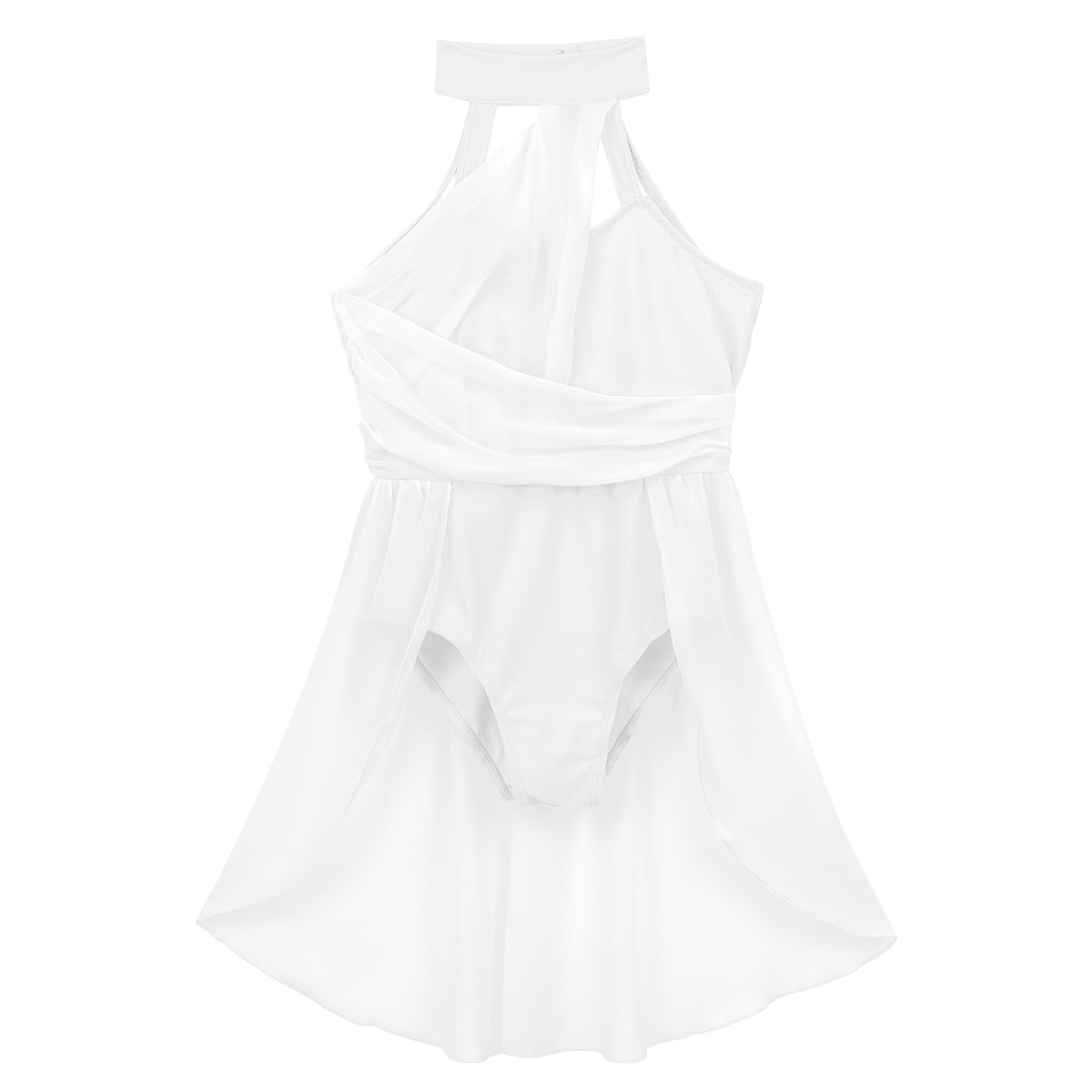 Mädchen Ballett Kleid freundlicher lyrisch tanzen Kostüm Geraffte Chiffon Mieder eingesperrt Zurück tanzen Trikot Kleid Eislaufen Kleid Dancewear