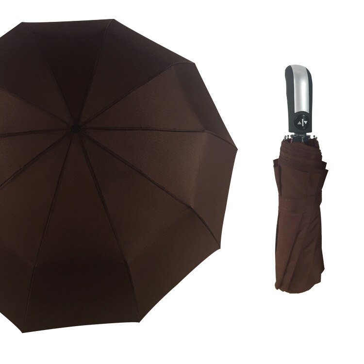 Paraguas de lluvia para hombre y mujer, sombrilla negra con recubrimiento 10K, resistente al viento, plegable, automático, para lluvia, gran lujo, resistente al viento: coffee
