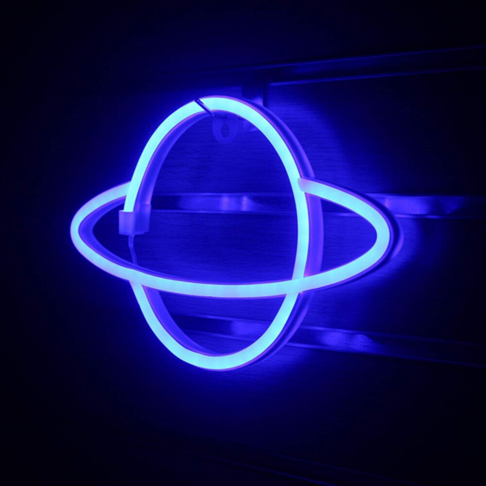 neon doprowadziło lampa owalna planeta w kształcie znak lampa neonowa USB zasilany z baterii wiszące ściany światło dla domu impreza Pokój dekoracje barowe światło