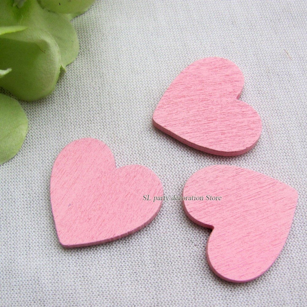 100 Pcs Wit Roze Goud Houten Liefde Hart Bruiloft Gunst Bruiloft Tafeldecoraties