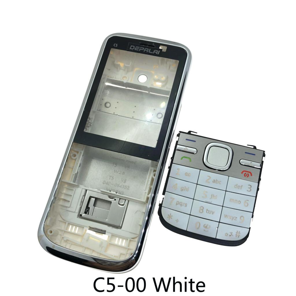 For Nokia c5-00 C5 E52 Housing Front Faceplate Frame Cover Case+Back cover/battery door cover+Keypad: C5-00 White