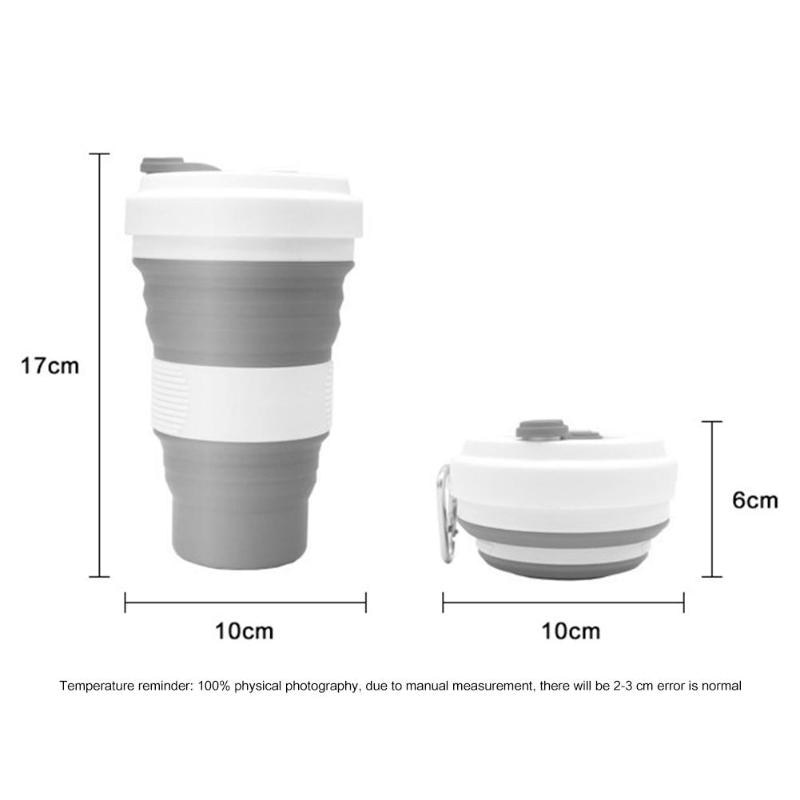 Faltbare Silikon Tasse Multi-funktion Faltbare Tragbare Silikon Wasser Becher 550mL Picknick Ich bin Freien Wandern Versenkbare Tasse: grau