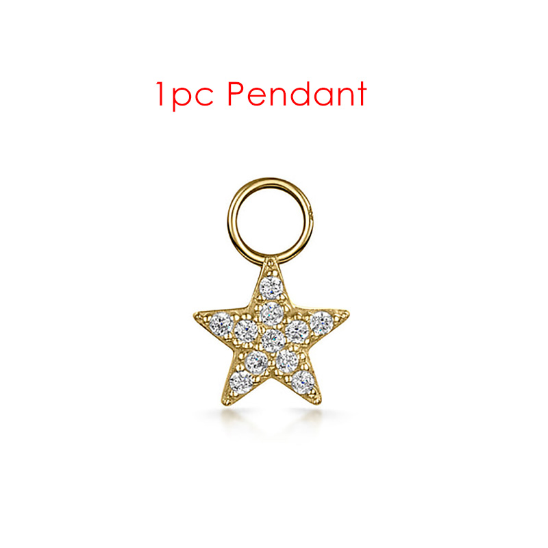 1PC Little Star Moon Snake Crystal Charms Pendant Helix Daith Earrings for Women Hanging Matching Piercing Lobe Tragus Jewelry: Color oro puro