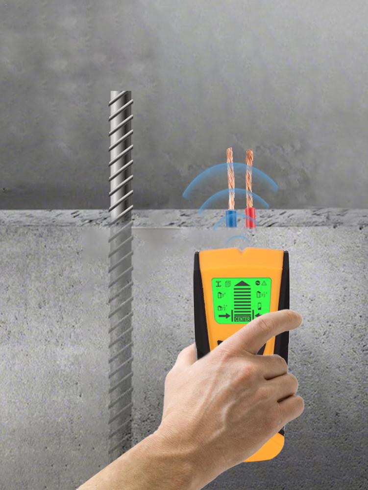 Metalldetektor hitta metall trä dubbar ac-kabel spänning spänningsförande tråd detektera väggskanner elbox finder väggdetektor 3 in 1