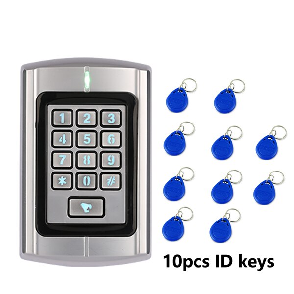 Metal Waterproof IP65 125KHZ Rfid Access Control Machine Keypad 1000 Users13.56MHZ IC Card Door Access Control System RT380: ID Version 10 keys