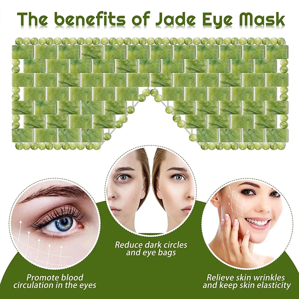 Kühlende Jade-Augenmaske, Massagegerät, natürliche Jade-Augenmaske, Augenauge für Augen, Entspannung, Schlafmassagegerät, Maske, Werkzeuge, Maske, Pflege, Stein, Gesicht, Schlaf