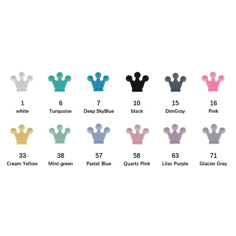 50pcs Silicone Crown Beads Baby Teether Necklace Bead Infant Baby Chewing Jewelry Accessories Food Grade Silicone