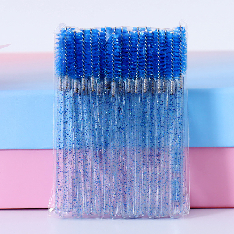 QSTY-brocha de maquillaje para pestañas, 50 Uds., aplicador de rímel desechable individual, peine, varita, herramientas de pinceles de maquillaje para pestañas, 6 colores: Azul