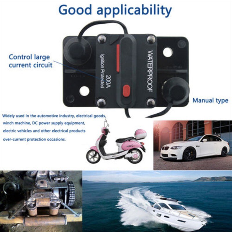 Fusible disyuntor 30A-300A AMP, reinicio, 12-48V CC, coche, barco, caja de Fusibles impermeable, Amplificador de Fusibles para coche