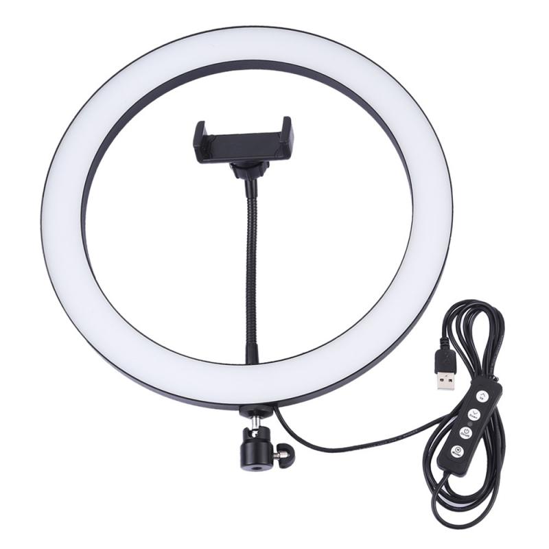 Anillo de luz LED para fotografía, lámpara regulable de 26CM con trípode de mesa para cámara y teléfono, para maquillaje y vídeo en vivo, 10 pulgadas