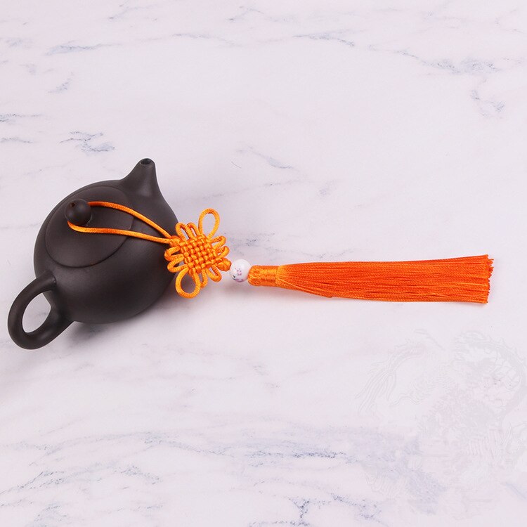 10 stk flerfarvede kinesiske knuder porcelænsperler kvaster gør-det-selv smykker gardinbeklædningsgenstande dekorativt tilbehør vedhæng håndværk kvaster: Orange