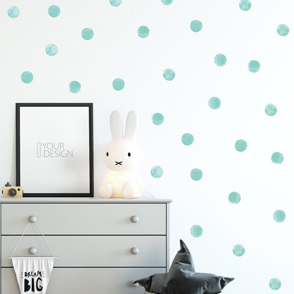 Watercolor green wave dot sticker children's room kindergarten layout wall sticker Watercolor dot sticker
