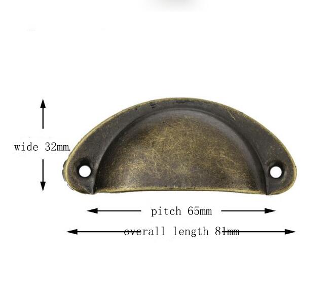 Archaized glat bord halvcirkel jern ark håndtag møbler kabinet apotek halvcirkel shell håndtag: Bronze