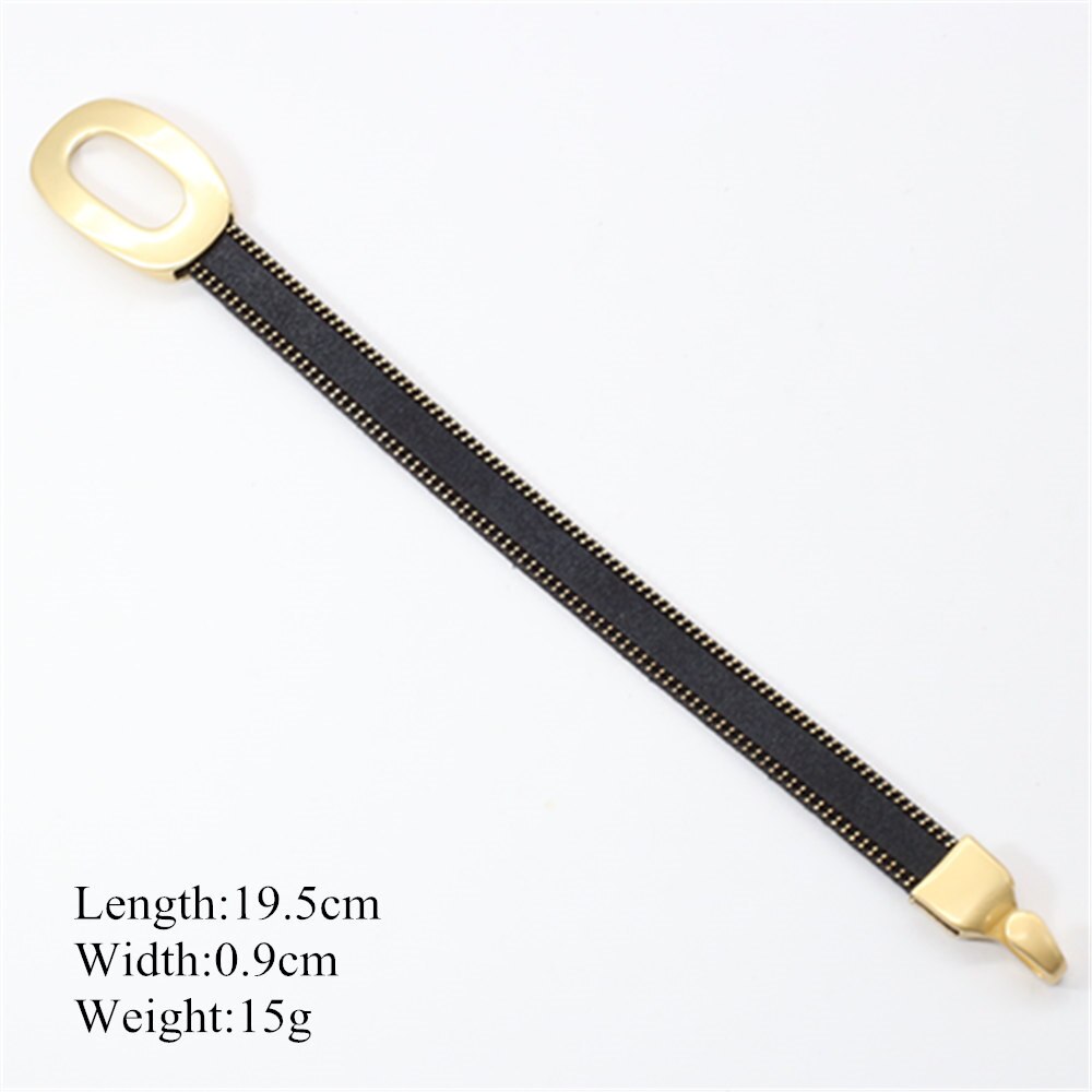 Gold Farbe Schwarz Armbinde retro Handgemachte Jahrgang Kette Leder Armbänder Für Frauen Manschette Armreif Weiblichen Partei Schmuck
