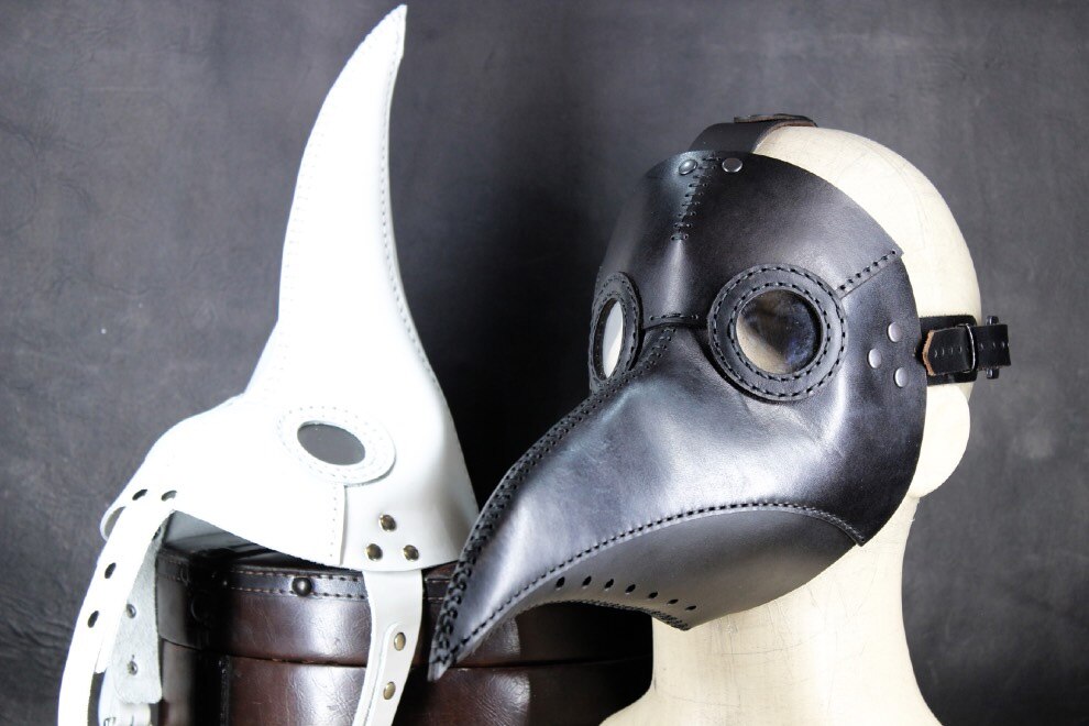 Becco di uccello Maschera Peste Medico Manuale di Cuoio Piatto Modello di Disegno