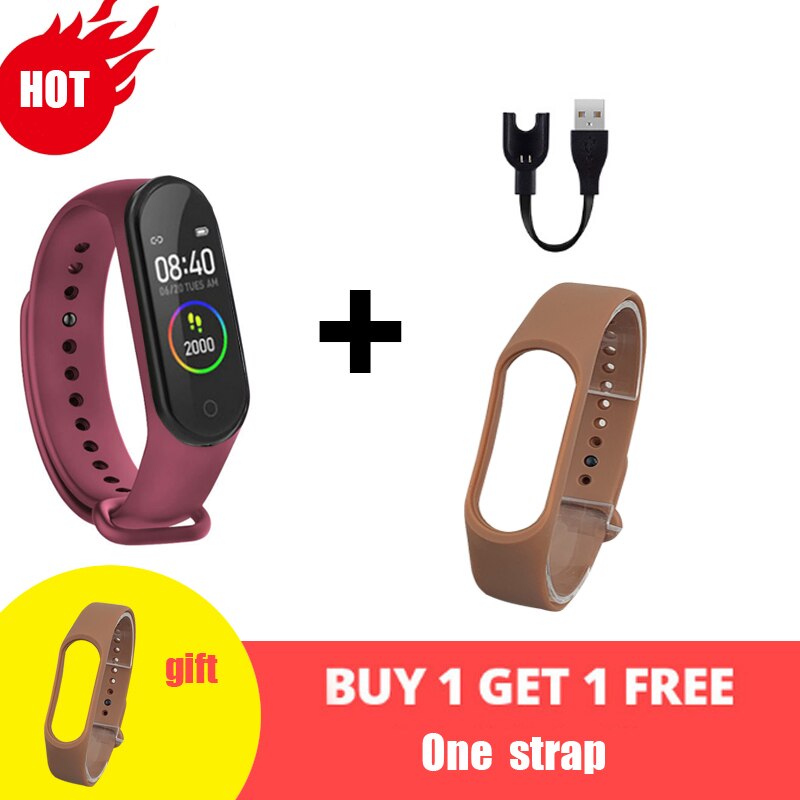 Reloj inteligente M4 para mujer, pulsera deportiva con pantalla LED, rastreador de Fitness, Bluetooth, resistente al agua, digital: 10